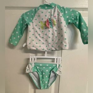 2 piece swimsuit with rash guard.